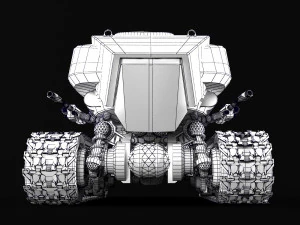 robot on caterpillars rigged 3D Model
