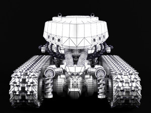 robot on caterpillars rigged 3D-Modell