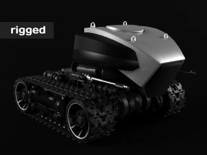 robot on caterpillars rigged 3D Model