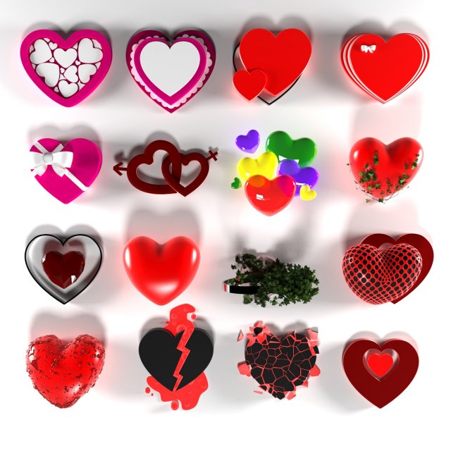 hearts 3D Модель .c4d .max .obj .3ds .fbx .stl .blend 