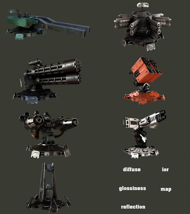 tower defence 3D Модель .c4d .max .obj .3ds .fbx .stl .blend 