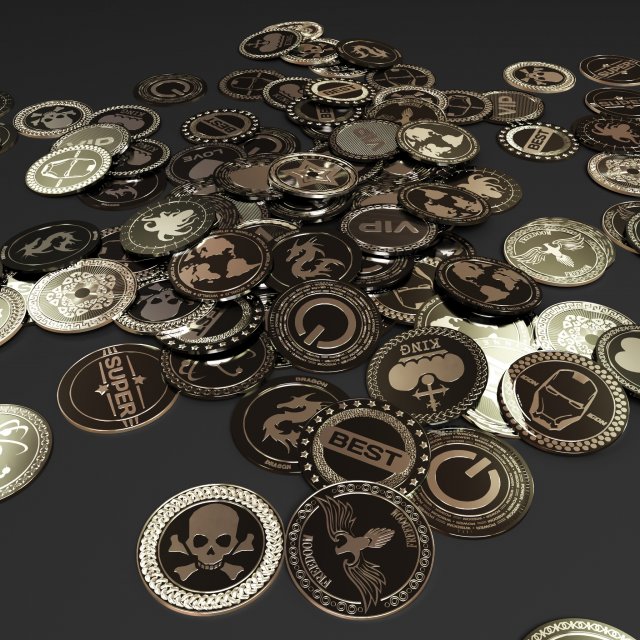 coin collection of 16 pieces 3D मॉडल .c4d .max .obj .3ds .fbx .stl .blend 