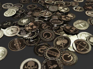 collezione di monete di 16 pezzi Modello 3D