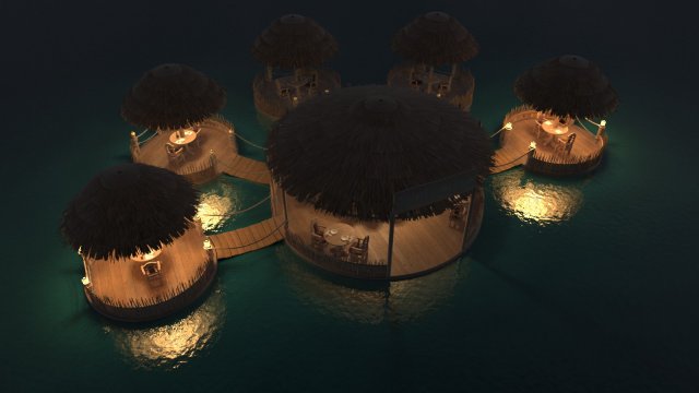 cafe on the water Modelo 3D .c4d .max .obj .3ds .fbx .stl .blend