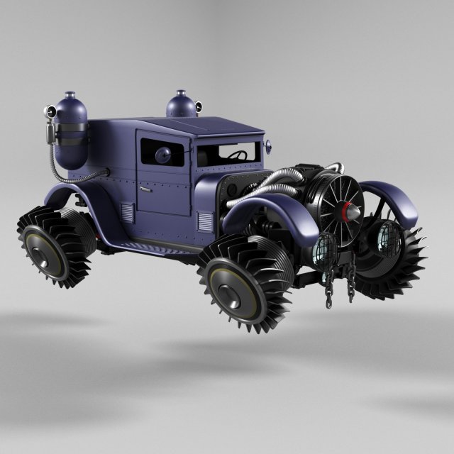 retro-car steampunk Modello 3D .c4d .max .obj .3ds .fbx .stl .blend 