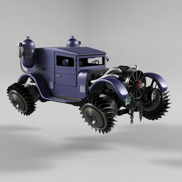 retro-car steampunk 3D Model .c4d .max .obj .3ds .fbx .stl .blend 