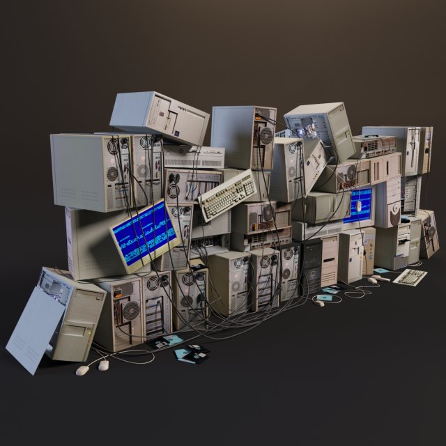 computer dump Model 3D .c4d .max .obj .3ds .fbx .stl .blend 