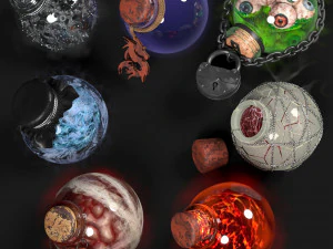 कीमिया की बोतलें 3D मॉडल