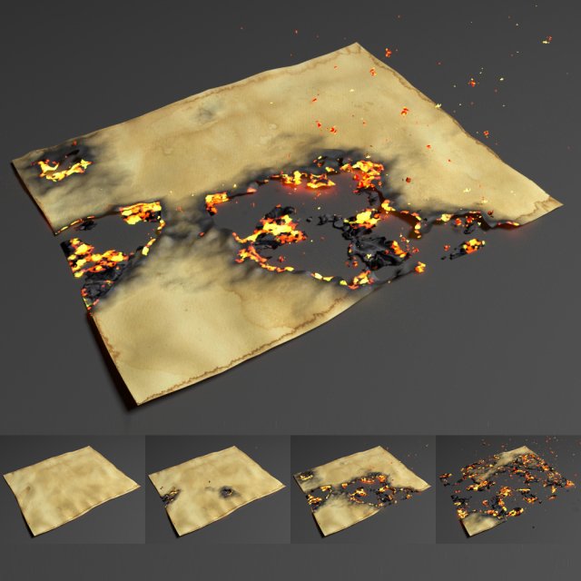 burning paper animation Modèle 3D .c4d .max .obj .3ds .fbx .stl .blend 
