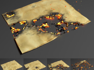 burning paper animation 3D मॉडल