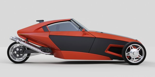 three wheeler 3D Model .c4d .max .obj .3ds .fbx .stl .blend 