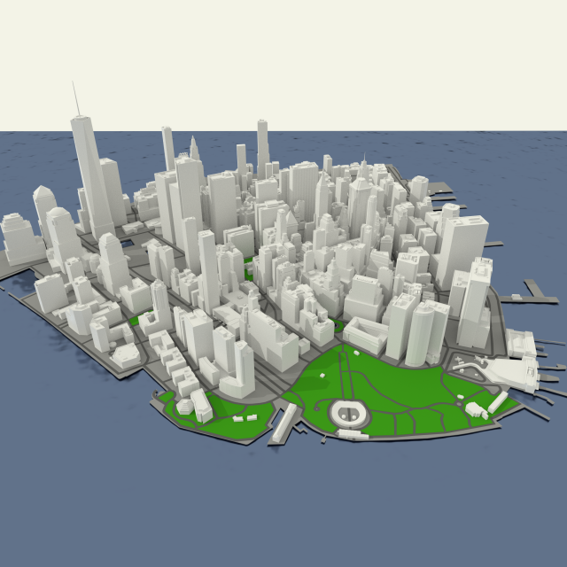 nyc lower manhattan financial district 3D Модель .c4d .max .obj .3ds .fbx .stl .blend 