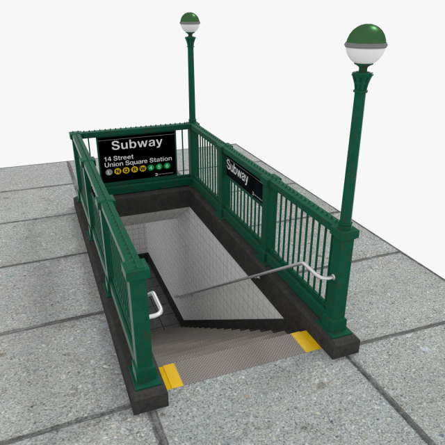 nyc subway entrance Modelo 3D .c4d .max .obj .3ds .fbx .stl .blend 