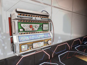 terminal de m&oacute;dulo de parede profissional pronto para jogos para portas Modelo 3D