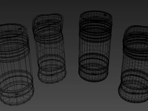 barils professionnels pr&ecirc;ts pour le jeu low-poly et high-poly uv relax Modèle 3D