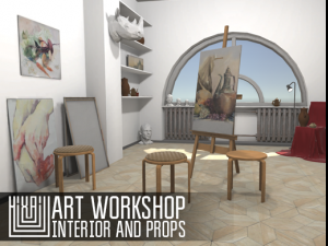 art workshop - interior and props Modelo 3D