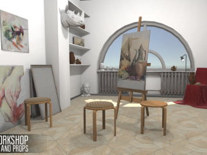 art workshop - interior and props 3D Model