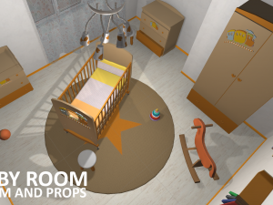 baby room - props and room 3D Модель