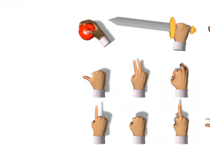 cartoon hands - animated 3D Model