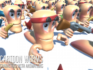 cartoon worms - characters with animations 3D Model