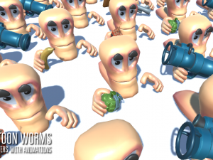 cartoon worms - characters with animations 3D Model
