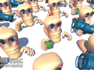 cartoon worms - characters with animations 3D Model