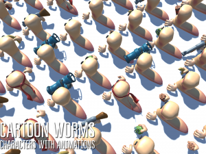 cartoon worms - characters with animations 3D Model