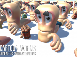 cartoon worms - characters with animations 3D Model