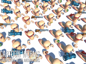 cartoon worms - characters with animations 3D Model