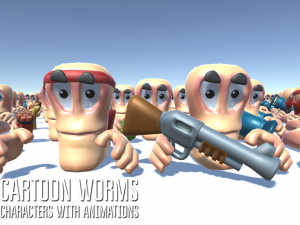 cartoon worms - characters with animations 3D Model