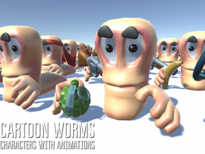 cartoon worms - characters with animations 3D Model
