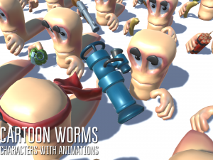 cartoon worms - characters with animations 3D Model