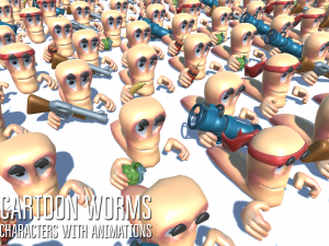 cartoon worms - characters with animations 3D Model