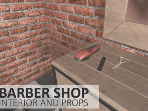 barber shop - interior and props 3D Model