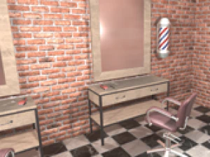 barber shop - interior and props 3D Model
