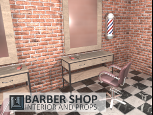 barber shop - interior and props 3D Model