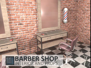 barber shop - interior and props 3D Model