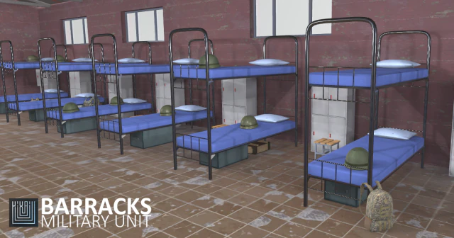barracks - military unit 3D Model .c4d .max .obj .3ds .fbx .stl .blend 
