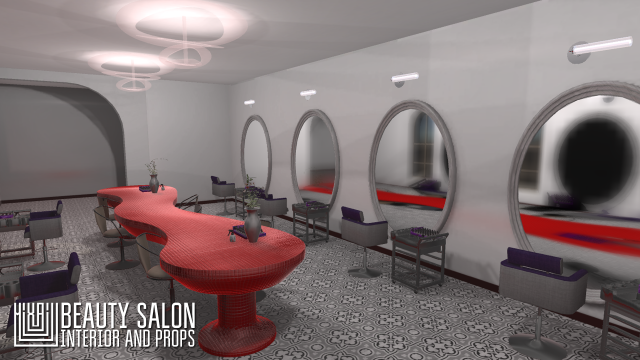 beauty salon - interior and props 3Dモデル .c4d .max .obj .3ds .fbx .stl .blend 