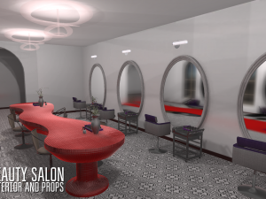 beauty salon - interior and props 3D Model