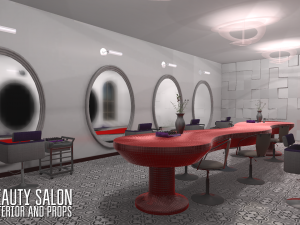 beauty salon - interior and props 3Dモデル