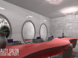 beauty salon - interior and props 3Dモデル