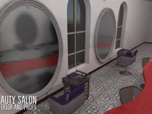 beauty salon - interior and props 3Dモデル