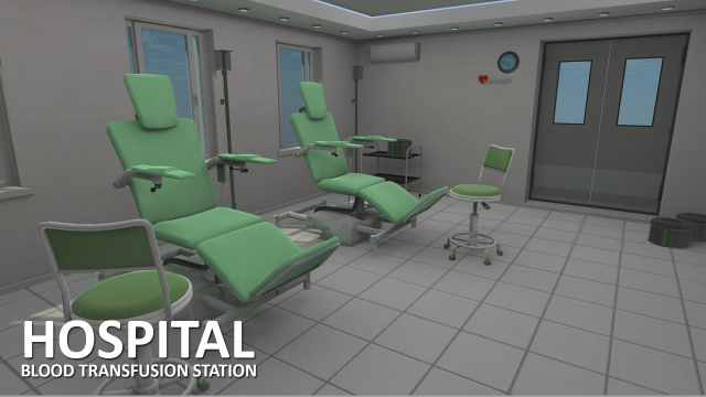 blood transfusion station - hospital 3D 모델 .c4d .max .obj .3ds .fbx .stl .blend