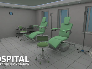 estaci&oacute;n de transfusi&oacute;n de sangre - hospital Modelo 3D