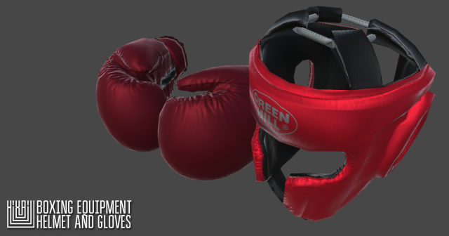 boxing equipment - helmet and gloves Model 3D .c4d .max .obj .3ds .fbx .stl .blend 
