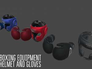 boxing equipment - helmet and gloves Model 3D