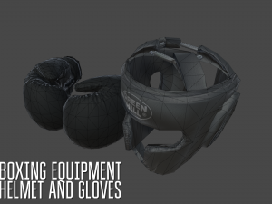 boxing equipment - helmet and gloves Model 3D