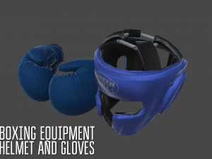 boxing equipment - helmet and gloves Model 3D