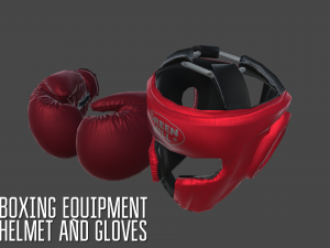 boxing equipment - helmet and gloves Model 3D